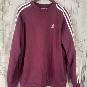 Adidas men’s medium burgundy and white crewneck sweatshirt